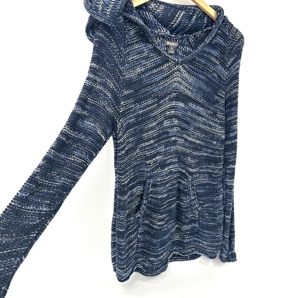 Eddie Bauer Hoodie Womens XL Blue Marled Open Knit Pullover Long Sleeve Boho - Picture 4 of 8